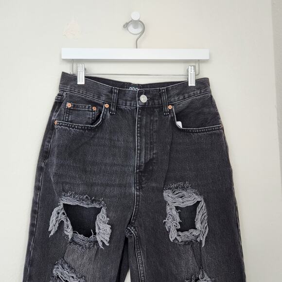 BDG Urban Outfitters Black Distressed Boyfriend Jeans High Rise Straight Leg 4/6 - Picture 2 of 8
